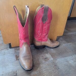 Women Red and Brown Honcho Western Cowboy Boots Size 10